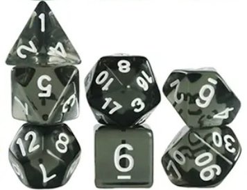 Набір Кубиків Dice Set (Чорний напівпрозорий) - аксесуари для настільних ігор